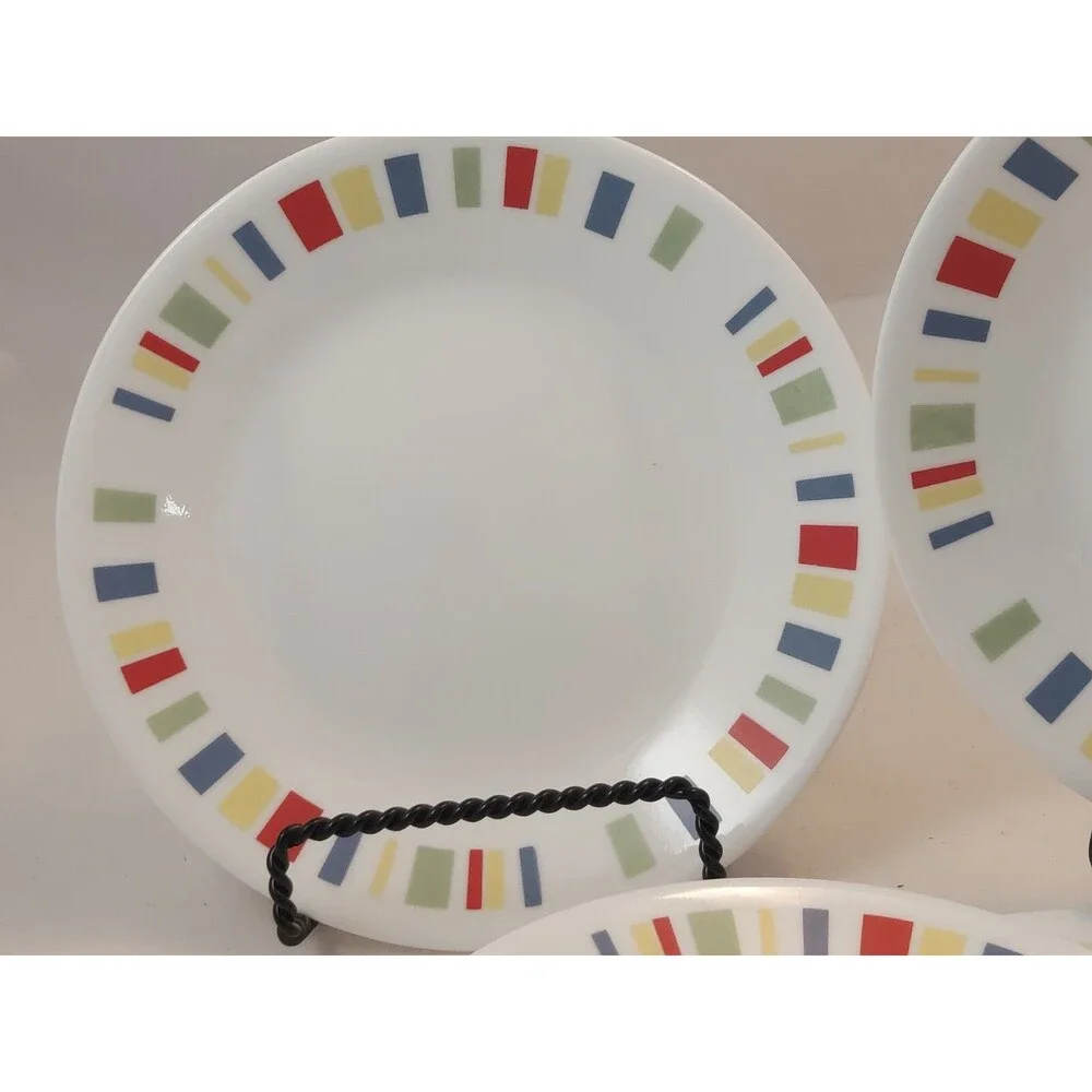Set Of 4 Corelle Memphis 6.75” Bread Dessert Salad Plates Vitrelle Corning VTG